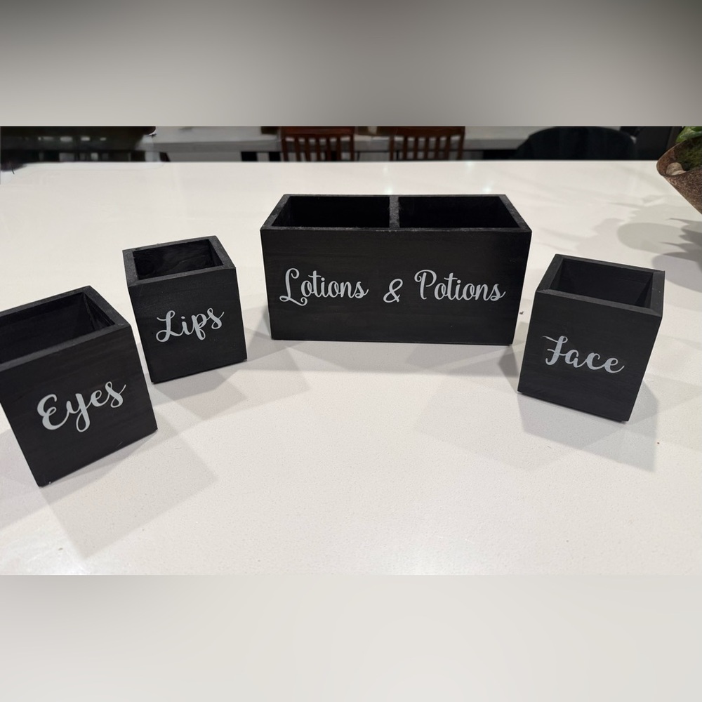 Black Wooden Storage Boxes Set